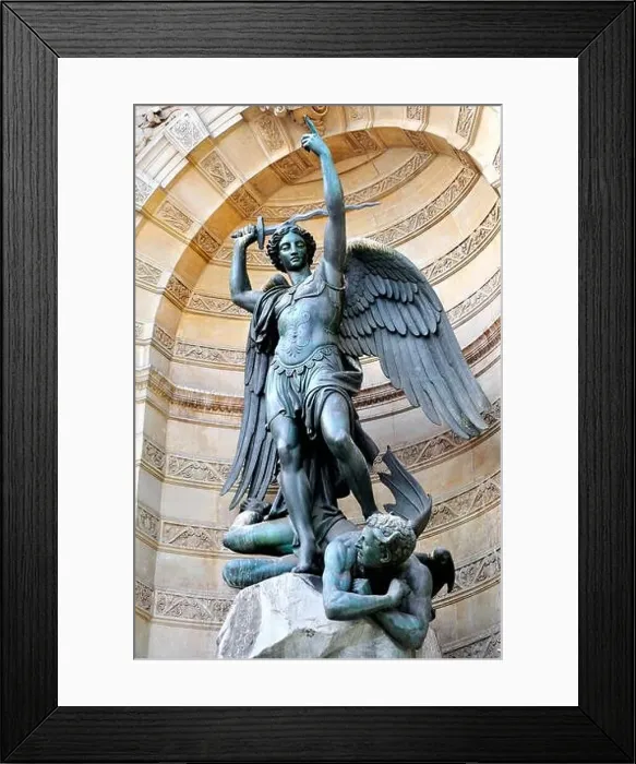 Framed Print : Paris, France. Place Saint-Michel. Fontaine Saint-Michel (1860) Saint Michael slaying the Devil Framed Print : Paris, France. Place Saint-Michel. Fontaine Saint-Michel (1860) Saint Michael slaying the Devil