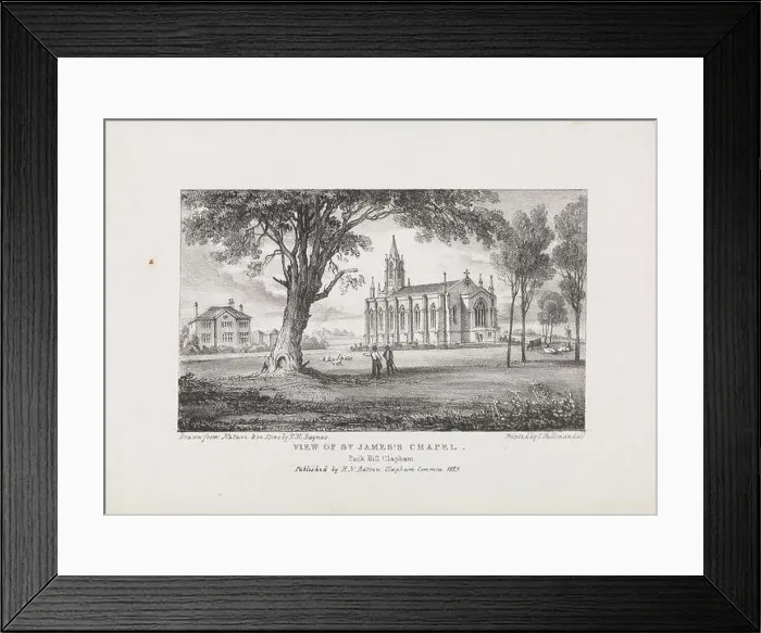 Framed Print : View of St. James's Church, Park Hill, Clapham 1829 by Thomas Mann Baynes Framed Print : View of St. James's Church, Park Hill, Clapham 1829 by Thomas Mann Baynes