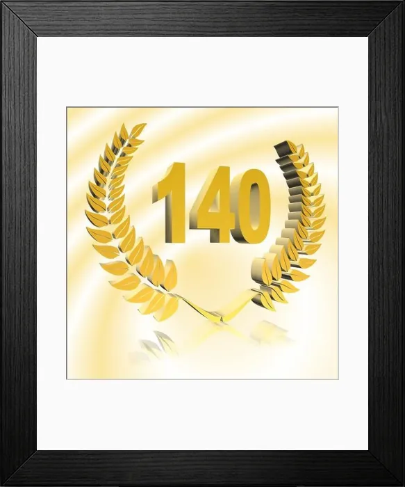 Framed Print : Number 140 with laurel wreath or honor wreath as a 3D-illustration, 3D-rendering Framed Print : Number 140 with laurel wreath or honor wreath as a 3D-illustration, 3D-rendering
