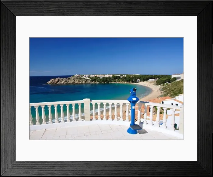 Framed Print : Promenade beach lookout, Arenal d'en Castell, Menorca, Balearic Islands, Spain Framed Print : Promenade beach lookout, Arenal d'en Castell, Menorca, Balearic Islands, Spain