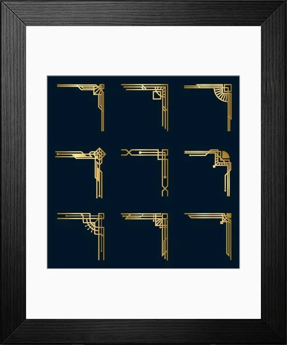 Framed Print : Various vintage gold corners set Framed Print : Various vintage gold corners set