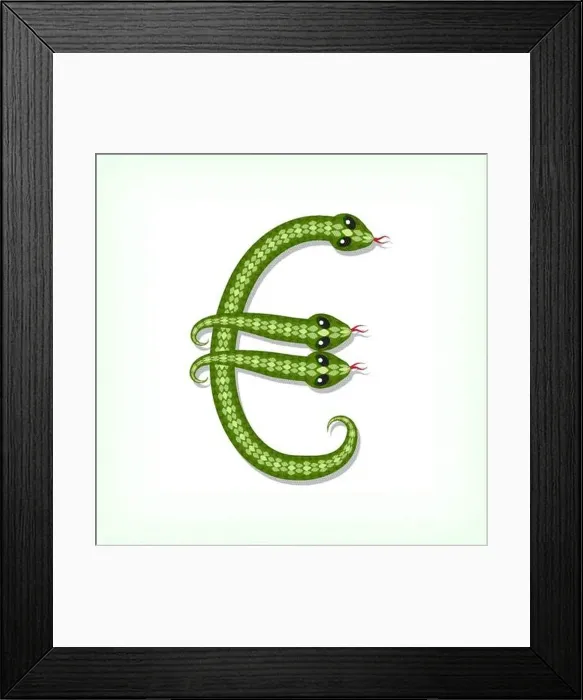 Framed Print : Snake font. Euro symbol Framed Print : Snake font. Euro symbol