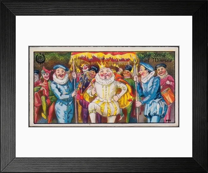 Framed Print : The Lord of Misrule - Vintage English Tradecard Illustration Framed Print : The Lord of Misrule - Vintage English Tradecard Illustration