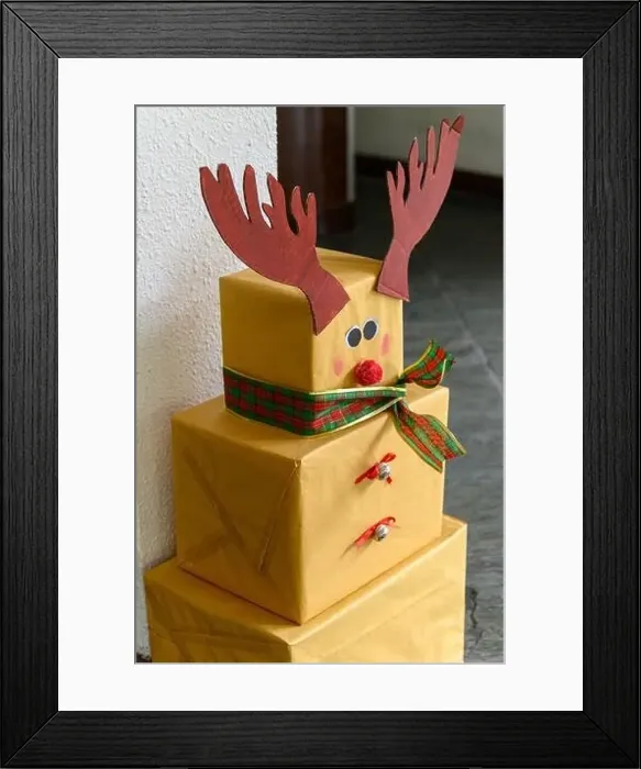 Framed Print : reindeer made from stacked boxes Framed Print : reindeer made from stacked boxes