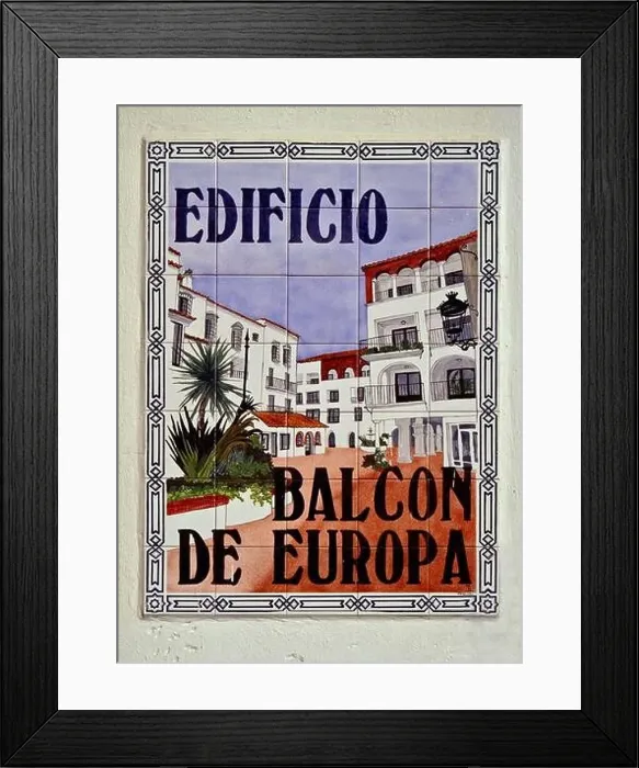 Framed Print : Ceramic tile sign at Balcon de Europa in Nerja, Costa del Sol, Andalusia, Malaga Province, Spain Framed Print : Ceramic tile sign at Balcon de Europa in Nerja, Costa del Sol, Andalusia, Malaga Province, Spain