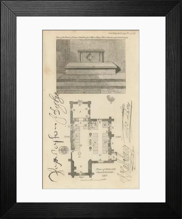 Framed Print : Ground plan of St Mary's Church, Aldworth, Berkshire 1799 old antique print Framed Print : Ground plan of St Mary's Church, Aldworth, Berkshire 1799 old antique print