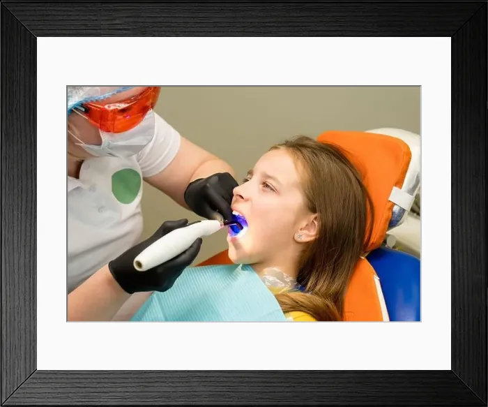 Framed Print : Schoolgirl on dental appointment Framed Print : Schoolgirl on dental appointment