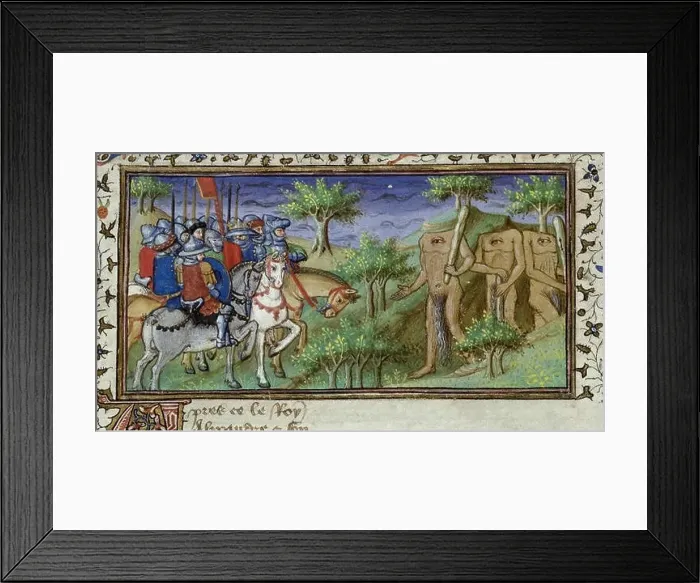Framed Print : Alexander encounters the Blemmyae - British Library Royal MS 20 B xx f80r 28detail29