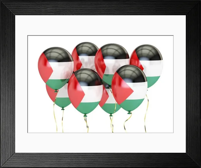 Framed Print : Balloons with flag of Palestine, holyday concept. 3D rendering isolated on white background Framed Print : Balloons with flag of Palestine, holyday concept. 3D rendering isolated on white background