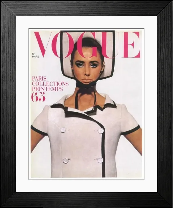 Framed Print : 1965 March Vogue Paris cover with Maggie Eckardt in André Courrèges dress, Photo Helmut Newton Framed Print : 1965 March Vogue Paris cover with Maggie Eckardt in André Courrèges dress, Photo Helmut Newton
