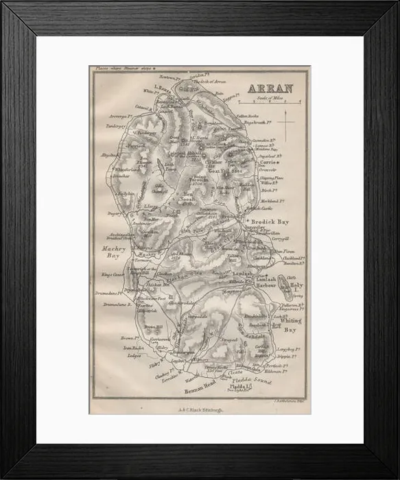 Framed Print : The isle of Arran. Scotland, 1886 antique map Framed Print : The isle of Arran. Scotland, 1886 antique map