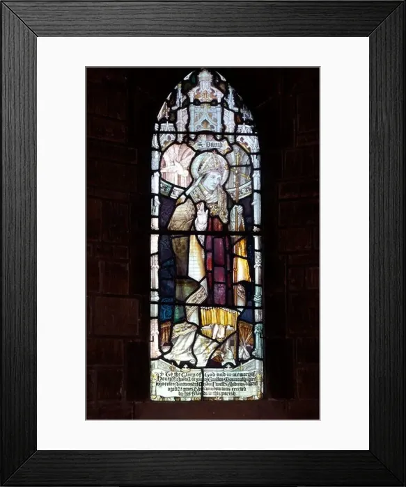 Framed Print : Saint David stained glass, St. Peter`s Church, Weston Flavell, Northamptonshire, England, UK Framed Print : Saint David stained glass, St. Peter`s Church, Weston Flavell, Northamptonshire, England, UK