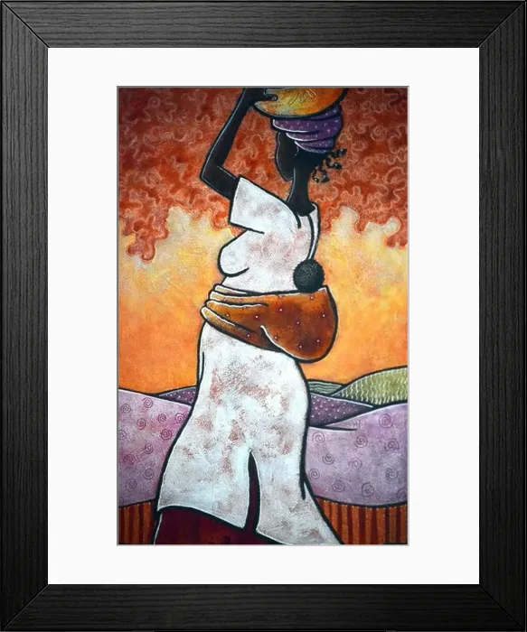 Framed Print : African Art, Colourful Painting of African Woman With Baby on Display in the Hotel Corridor at Riu Touareg Boa Vista Framed Print : African Art, Colourful Painting of African Woman With Baby on Display in the Hotel Corridor at Riu Touareg Boa Vista