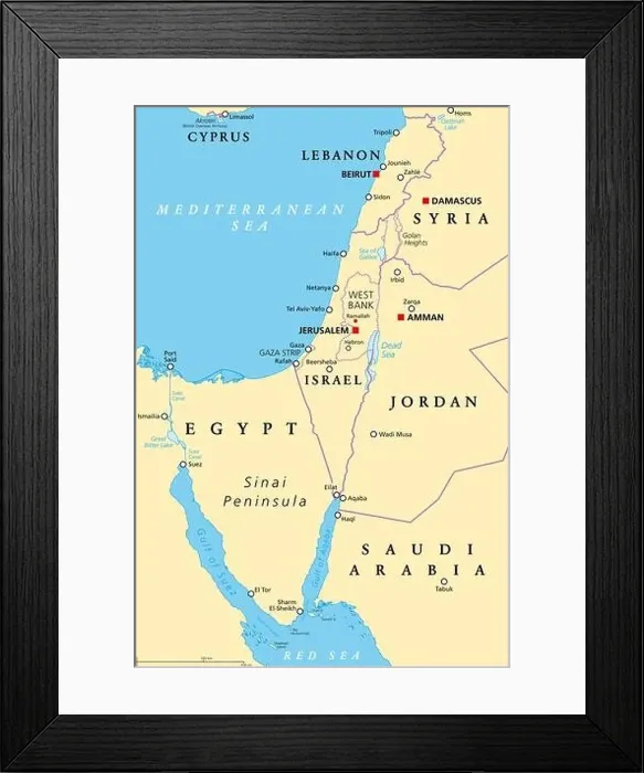 Framed Print : The Southern Levant, geographical and historical Framed Print : The Southern Levant, geographical and historical