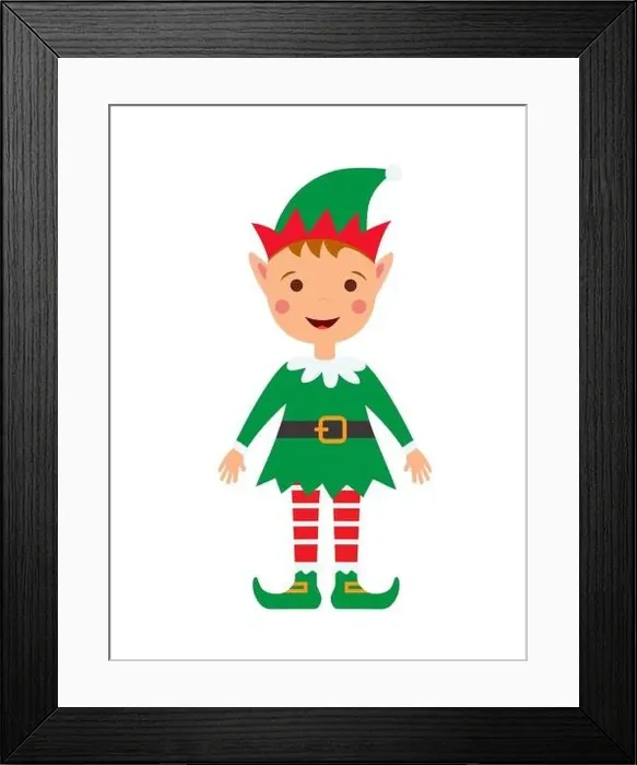 Framed Print : Christmas Elf Cartoon Framed Print : Christmas Elf Cartoon