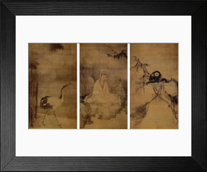 Framed Print : English: Guanyin, Monkeys, and Crane (絹本墨画淡彩観音猿鶴図) Framed Print : English: Guanyin, Monkeys, and Crane (絹本墨画淡彩観音猿鶴図)