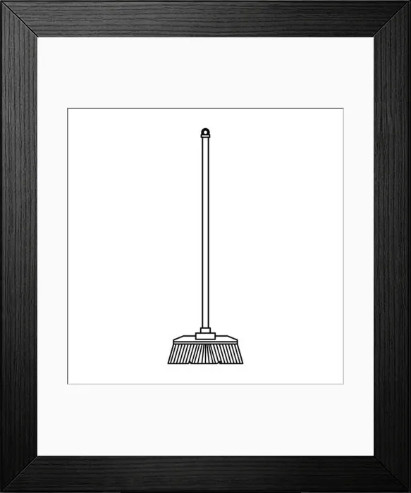 Framed Print : Cleaning broom isolated symbol cartoon in black and white Framed Print : Cleaning broom isolated symbol cartoon in black and white