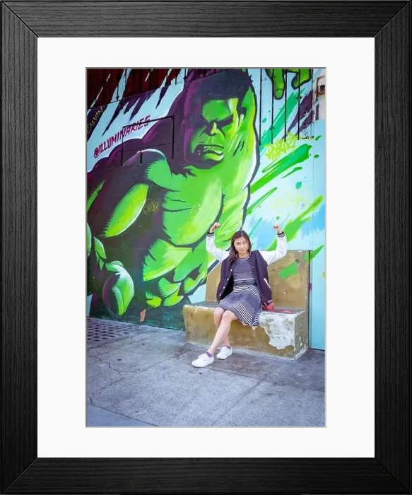 Framed Print : Young Asian Woman Does Power Poses While Waiting for the Bus in Iconic North Beach San Francisco Framed Print : Young Asian Woman Does Power Poses While Waiting for the Bus in Iconic North Beach San Francisco