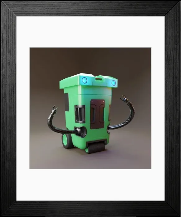 Framed Print : 3d automated cybernetic robot droid cleaning and janitorial function automaton, 3d illustration Framed Print : 3d automated cybernetic robot droid cleaning and janitorial function automaton, 3d illustration