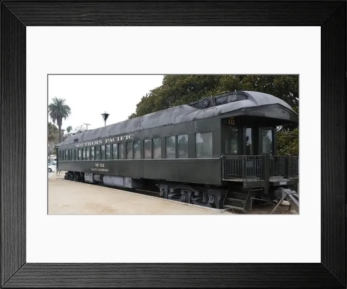 Framed Print : Historic Southern Pacific SP 142 railway carriage, Santa Barbara Station, California, USA Framed Print : Historic Southern Pacific SP 142 railway carriage, Santa Barbara Station, California, USA