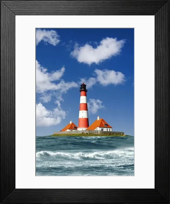 Framed Print : Westerheversand lighthouse at storm tide, composing, Germany, Schleswig-Holstein, Northern Frisia, Westerhever Framed Print : Westerheversand lighthouse at storm tide, composing, Germany, Schleswig-Holstein, Northern Frisia, Westerhever