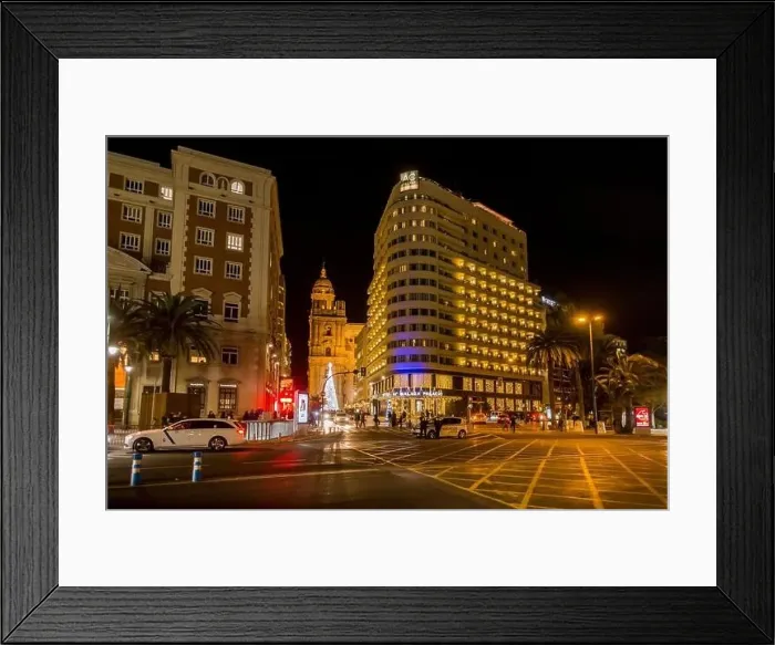 Framed Print : AC Hotel Malaga Palacio, at night during Christmas, Malaga, Andalusia, Costa del sol, Spain Framed Print : AC Hotel Malaga Palacio, at night during Christmas, Malaga, Andalusia, Costa del sol, Spain