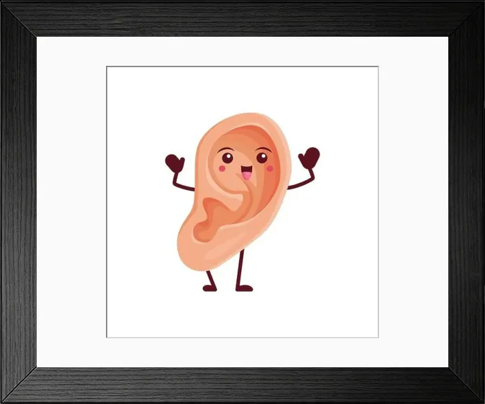 Framed Print : Cartoon funny ear human body organ character Framed Print : Cartoon funny ear human body organ character