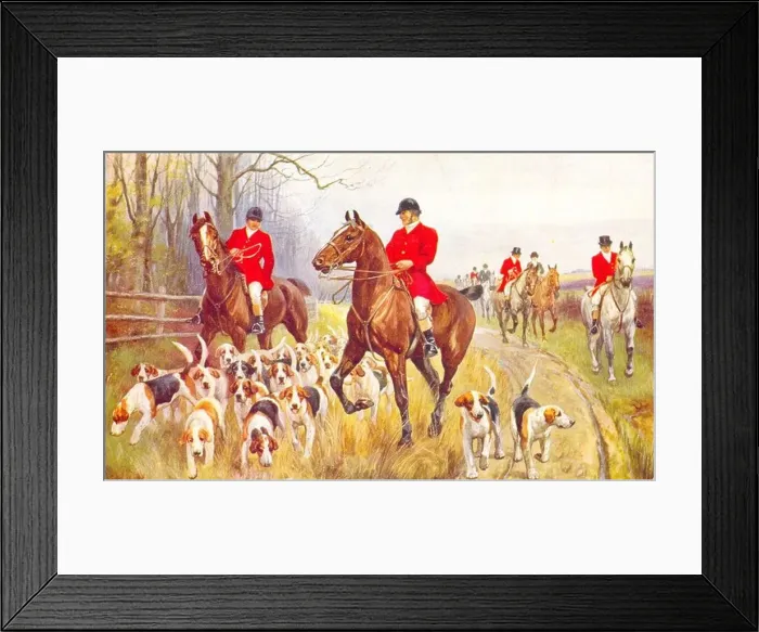 Framed Print : Picture postcard titled Going to cover by artist Norah Drummond published by Raphael Tuck Framed Print : Picture postcard titled Going to cover by artist Norah Drummond published by Raphael Tuck