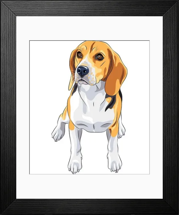 Framed Print : color sketch of the dog Beagle breed sitting Framed Print : color sketch of the dog Beagle breed sitting