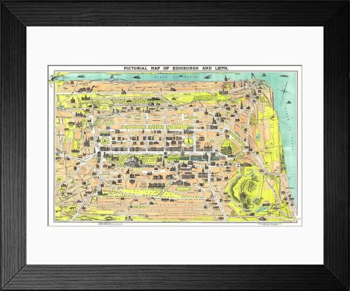 Framed Print : Reid Pictorial Map of Edinburgh and Leith - 1935 Framed Print : Reid Pictorial Map of Edinburgh and Leith - 1935