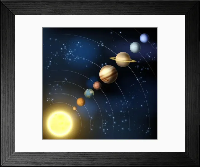 Framed Print : An illustration of the planets of our solar system in orbit aorund the sun Framed Print : An illustration of the planets of our solar system in orbit aorund the sun