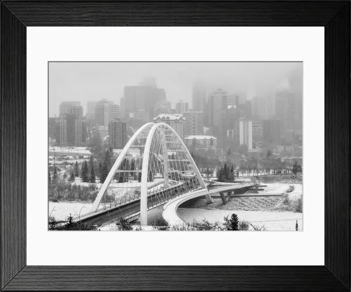 Framed Print : Walterdale Bridge crossing the frozen North Saskatchewan River in the city of Edmonton in winter; Edmonton Framed Print : Walterdale Bridge crossing the frozen North Saskatchewan River in the city of Edmonton in winter; Edmonton