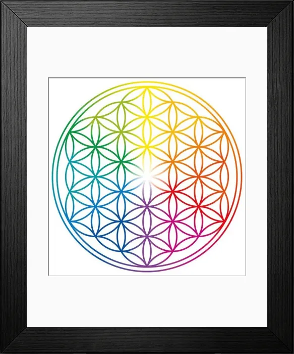 Framed Print : Flower of Life in rainbow colors Framed Print : Flower of Life in rainbow colors