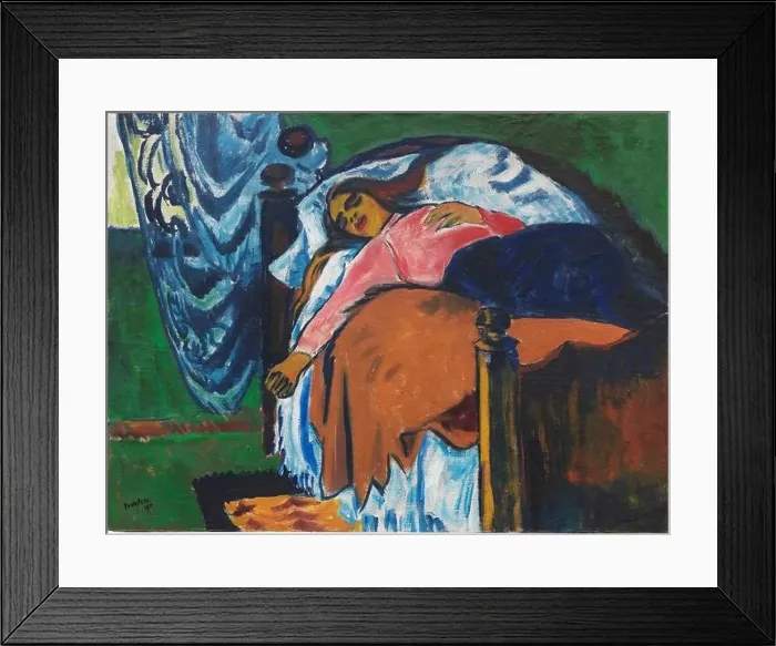 Framed Print : Resting Girl. Museum: PRIVATE COLLECTION. Author: Hermann Max Pechstein Framed Print : Resting Girl. Museum: PRIVATE COLLECTION. Author: Hermann Max Pechstein