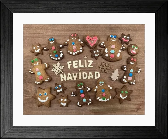 Framed Print : Feliz Navidad with gingerbread biscuits Framed Print : Feliz Navidad with gingerbread biscuits