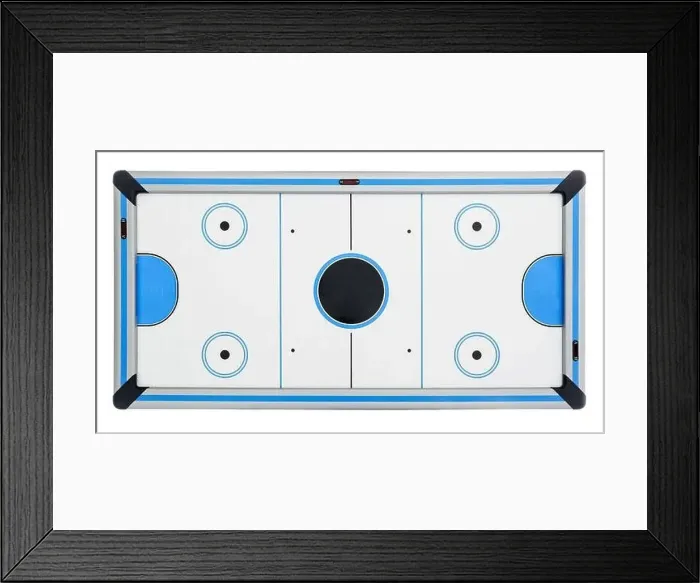 Framed Print : Modern air hockey isolated on white, top view Framed Print : Modern air hockey isolated on white, top view