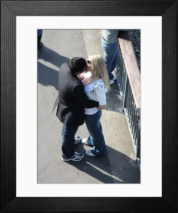 Framed Print : london england uk lovers boyfriend girlfriend kissing embrace embracing Framed Print : london england uk lovers boyfriend girlfriend kissing embrace embracing