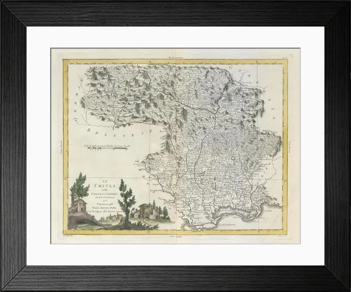 Framed Print : Il Friuli colla Carnia e Cadorino'. North-east Italy. ZATTA 1784 old map Framed Print : Il Friuli colla Carnia e Cadorino'. North-east Italy. ZATTA 1784 old map