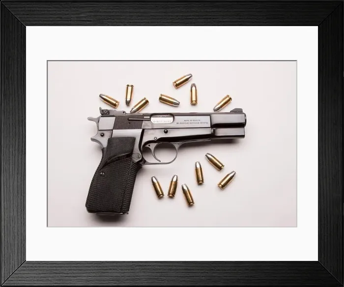 Framed Print : Browning Hi-Power 9mm Pistol Framed Print : Browning Hi-Power 9mm Pistol