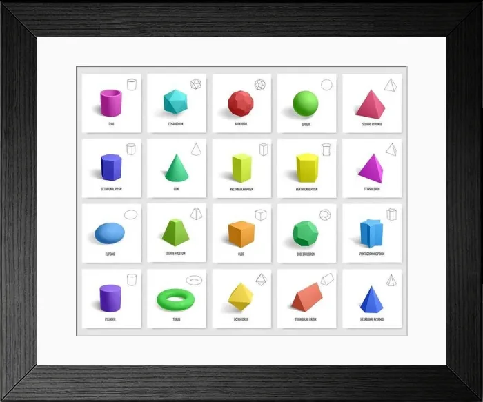 Framed Print : Realistic 3d geometric shapes. Basic geometry prism Framed Print : Realistic 3d geometric shapes. Basic geometry prism