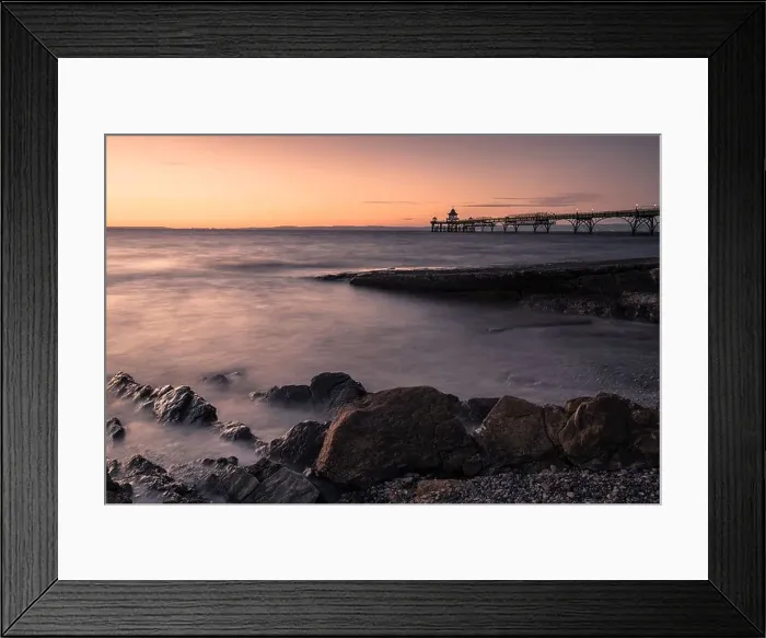 Framed Print : Clevedon Pier and beach at sunset Framed Print : Clevedon Pier and beach at sunset