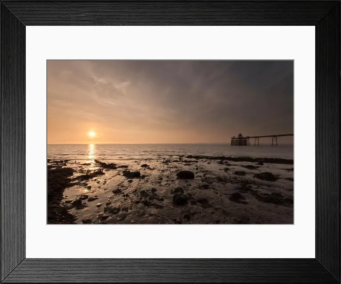 Framed Print : A view of Clevedon Pier at sunset Framed Print : A view of Clevedon Pier at sunset
