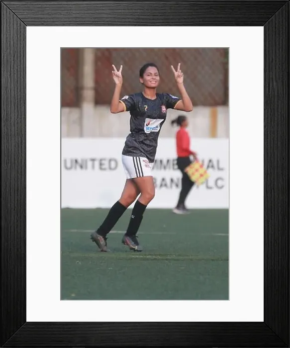 Framed Print : Sanjida Akhter during the UCB Women's Football League 2023-24 match between Jamalpur Kacharipara Akadas (Whit) Framed Print : Sanjida Akhter during the UCB Women's Football League 2023-24 match between Jamalpur Kacharipara Akadas (Whit)