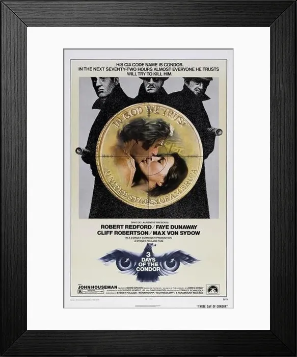 Framed Print : The Three days of The Condor ; Year : 1975 ; Director : Sydney Pollack ; Movie poster (USA) Framed Print : The Three days of The Condor ; Year : 1975 ; Director : Sydney Pollack ; Movie poster (USA)