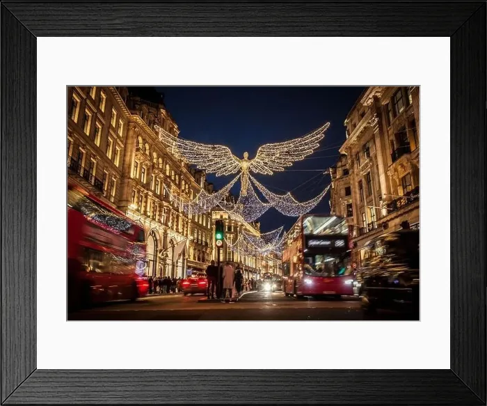 Framed Print : Christmas Lights on Regent Street London Oxford Street Angel Framed Print : Christmas Lights on Regent Street London Oxford Street Angel