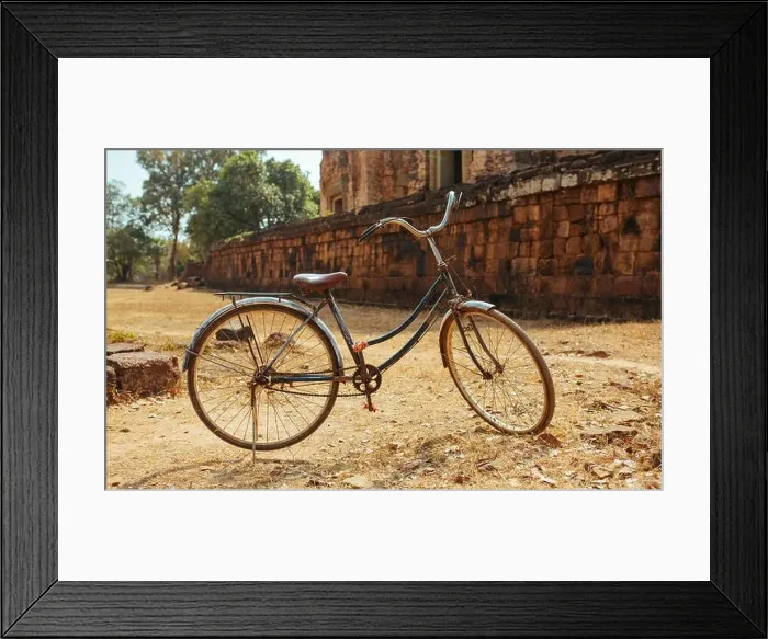 Framed Print : Classic vintage Bicycle in Angkor Wat temple Cambodia Framed Print : Classic vintage Bicycle in Angkor Wat temple Cambodia