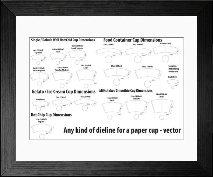 Framed Print : Any kind of dieline - diecut for a paper cup template - vector