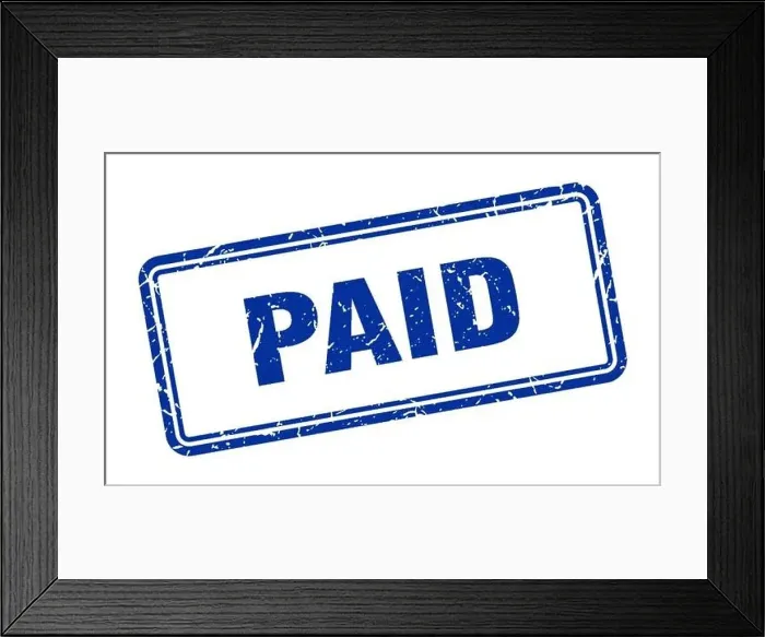 Framed Print : paid stamp. paid square grunge sign. paid Framed Print : paid stamp. paid square grunge sign. paid
