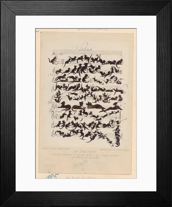 Framed Print : Moritz von Schwind (Zeichner in der Vorlage) The black cat (cat symphony) - le chat noir Framed Print : Moritz von Schwind (Zeichner in der Vorlage) The black cat (cat symphony) - le chat noir