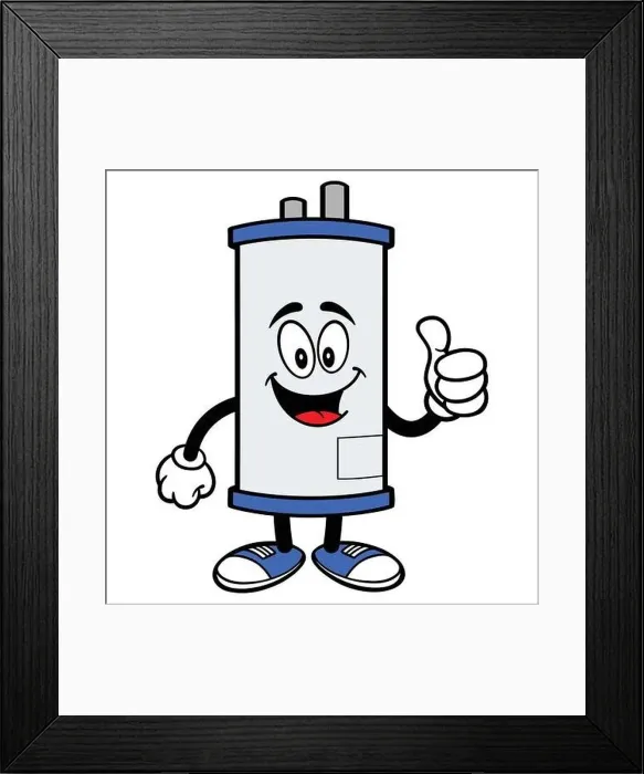 Framed Print : Water Heater with Thumbs Up- A Cartoon Illustration of a Water Heater with a Thumbs Up Framed Print : Water Heater with Thumbs Up- A Cartoon Illustration of a Water Heater with a Thumbs Up